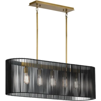 Afbeelding van Kichler LED Kroonluchter 5X E27 Max 60W Dimbaar Black &amp; Natural Brass