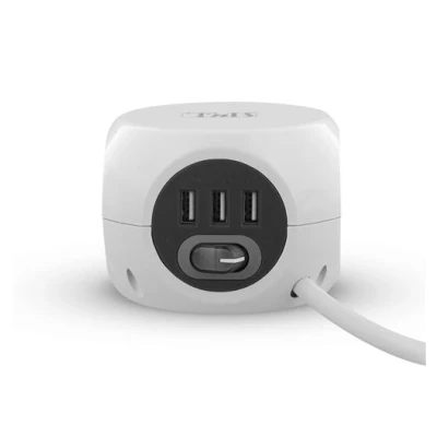Afbeelding van T&#039;nB Stroomstrip 230 Volt wisselstroom V 3680 Watt uitgangen: 3 (USB, polig) 1.43 m kabel wit