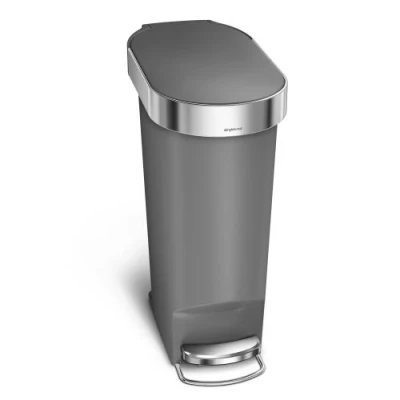 Image de simplehuman Poubelle Etroite à Pédale en Plastique Gris 40L