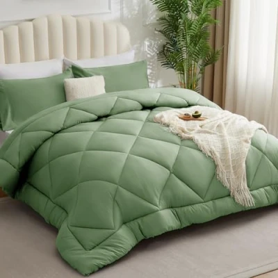 Afbeelding van WAVVE dekbed voor tweepersoonsbed, 4 seizoenen, 260 x 240 cm, winterdekbed synthetische microvezel, groen