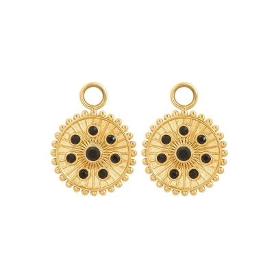 Afbeelding van Midnight Black Diamond iXXXi Hoop Charms Gold