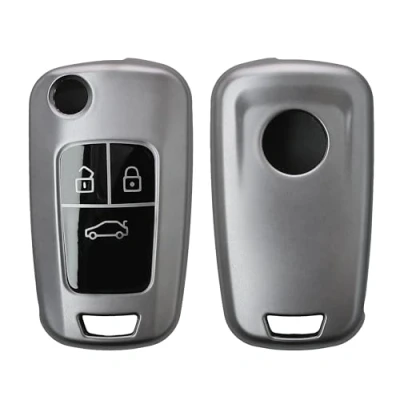Afbeelding van kwmobile autosleutel hoesje geschikt voor Opel 3 knops inklapbare hoes TPU behuizing Beschermende auto sleutel case Sleuteletui in mat zwart /
