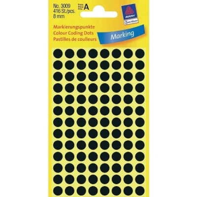 Afbeelding van Avery 3009 Ronde Etiket 8mm Zwart 4160 Etiketten