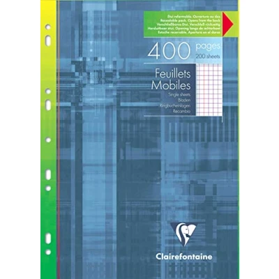Afbeelding van Clairefontaine 17922C een kartonnen etui met 400 pagina&#039;s, geperforeerde vellen, 21 x 29,7 cm, 90 g, kleine ruitjes rand, blauw