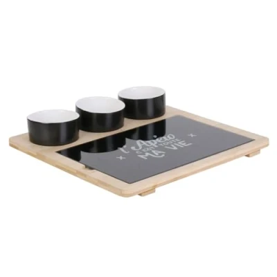 Afbeelding van Cook Concept Ka4594 dienblad van bamboe met plank en schaal, 3 stuks, tafelservies, mand