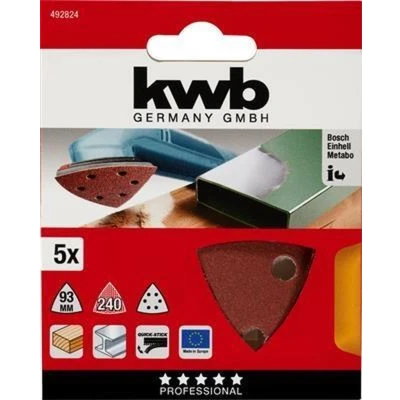 Afbeelding van KWB schuurschijf Delta 93 x mm Korrel 240 Klittenbandhechting 492824 5 stuks