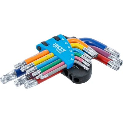 Afbeelding van BGS Stiftsleutelset meerkleurig kort Torx met boring en kogelkop T10 T50 9 delig