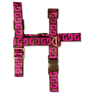 Afbeelding van Dogguo Dg Harness Bruin&amp;Roze Hondentuig 20 34/23 38x1.5 cm