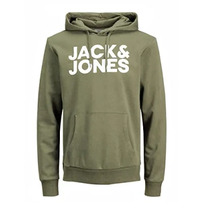 Afbeelding van JACK &amp; JONES Jjecorp Logo Noos Hoodie voor heren (1 stuk), Olijf/wit stoffige print
