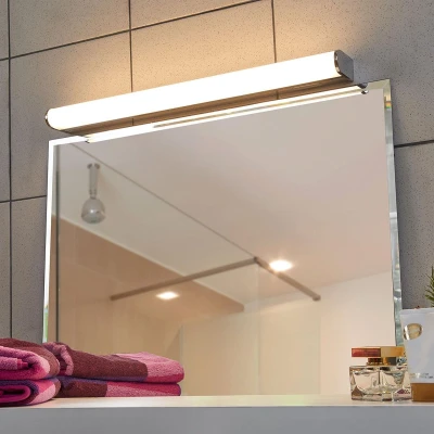 Afbeelding van Lindby Wandlamp met touchdimmer 1licht acryl, metaal H: 4 cm wit, chroom Inclusief lichtbron