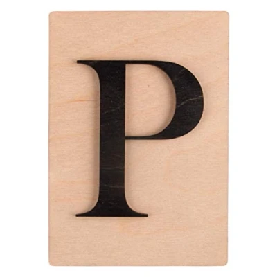 Afbeelding van Rayher letter P, FSC Mix Credit, houten tegels 10,5 x 14,8 cm, 3D P in zwart, 3 mm dikke letters, op