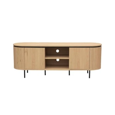 Afbeelding van Tv meubel met 2 deuren en zijkanten groefeffect L150 cm MALAGA