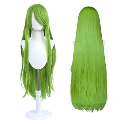 Afbeelding van Universele cosplay pruik, 100 cm, perfect voor feestjes, dagelijks gebruik, festivals en Halloween, ideaal tv, film personages (limoengroen)