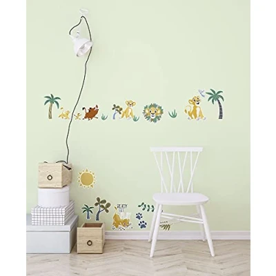 Afbeelding van Komar Disney 14102h muursticker Lion King Palmtrees 50 x 70 cm (breedte hoogte) 34 stuks Pumbaa, Timon, Simba, Leeuwenking Decoratieve sticker voor slaapkamer