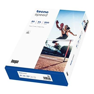 Image de inapa Tecno Speed Lot de 500 feuilles papier pour imprimante/photocopieurs 80 g/m² Blanc Format A4 Impression rapide et sans bourrage