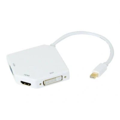 Image de exertis Connect Adaptateur audio/vidéo Mini DisplayPort mâle pour HD 15 (VGA), DVI I, HDMI femelle 25 cm blanc support 1080p, 1920 x 1200 (WUXGA), convertisseur passif, prend en charge la 4K (3840 2160)