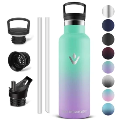 Afbeelding van Vikaster 0,5 liter thermosfles, BPA vrij, met rietje, voor school, sport, fietsen, camping, fitness, outdoor
