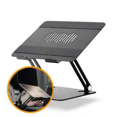 Afbeelding van R2B® Laptop Standaard Verstelbaar en Opvouwbaar Model Den Bosch Zwart 10 t/m 17 inch Laptopstandaard Laptopverhoger Tablet Laptoptafel
