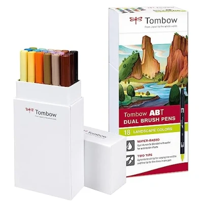 Afbeelding van Tombow ABT Dual Brush tekenpennen Natuur kleuren Set van 18