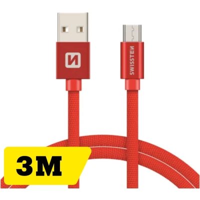 Afbeelding van Swissten Micro USB naar kabel 3M Rood