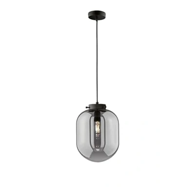 Afbeelding van Fischer &amp; Honsel Hanglamp Regi 3x E27 max. 40,0 W (excl.) Mat Zwart Metaal met Rook Glas