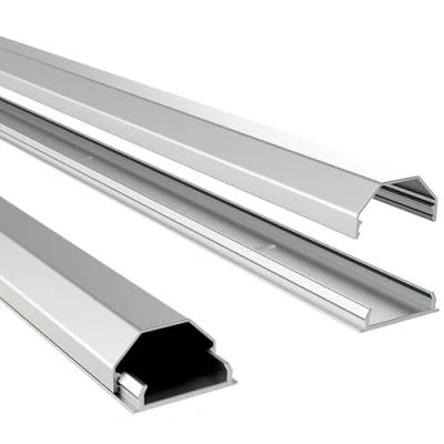 Afbeelding van RICOO Kabelafdekking voor tv en computer, Z0100 S, kabelgeleiding van aluminium, wand of vloerbevestiging, kabelgoot, zilverkleurig, 110 cm
