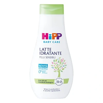 Afbeelding van HiPP Baby Care Vochtinbrengende melk voor baby&#039;s, de gevoelige huid, pH neutraal, biologische amandelolie en sheaboter, 1 fles van 350 ml