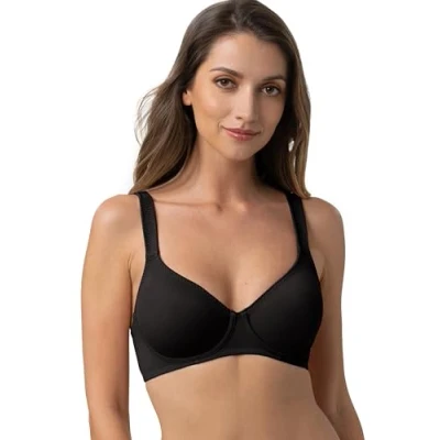 Image de Dorina Lindsay Soutien Gorge avec Armatures pour Femme, Non Rembourré, Couverture Totale, Microfibre Douce Bretelles Réglables Un Confort Toute la Journée, Noir