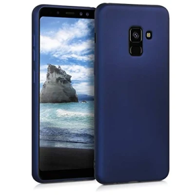 Afbeelding van kwmobile telefoonhoesje geschikt voor Samsung Galaxy A8 (2018) Hoesje smartphone Back cover in metallic blauw
