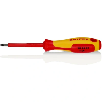 Image de KNIPEX 98 25 01 tournevis pour vis Phillips Pozidriv manche isolé à plusieurs composants, testé VDE bruni 187 mm