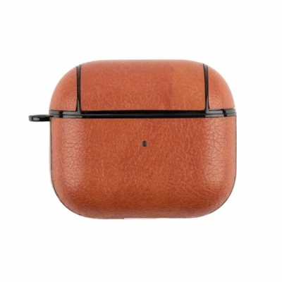 Afbeelding van AirPods 3 hoesje Leder Leather series Oranje Bescherming voor uw