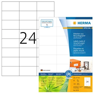 Afbeelding van Etiket HERMA recycling 10729 70x37mm 1920stuks wit