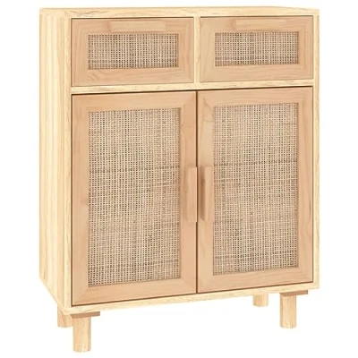 Afbeelding van Dressoir 60x30x75 cm massief grenenhout en rattan bruin