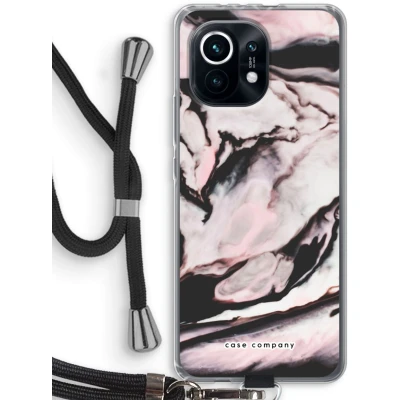 Afbeelding van Case Company® hoesje met Koord geschikt voor Xiaomi Mi 11 Roze stroom Telefoonhoesje Zwart Bescherming aan alle Kanten en Over de Schermrand