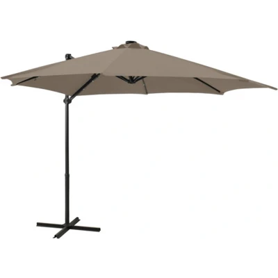 Afbeelding van Zweefparasol met paal en LED verlichting 300 cm taupe
