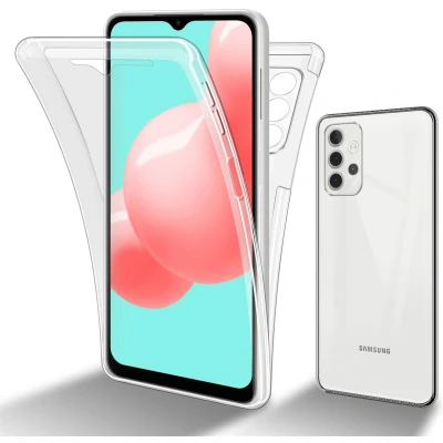 Afbeelding van Cadorabo Hoesje geschikt Voor Samsung Galaxy A32 5G in TRANSPARANT 360 Full Body Case Cover Beschermhoes en achterbescherming, all round bescherming met displaybescherming