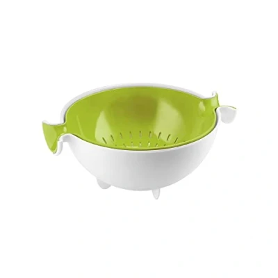 Afbeelding van Guzzini Colander And Bowl Set Spin&amp;drain Apple Green
