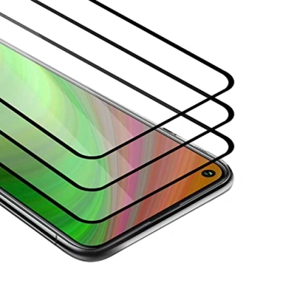 Afbeelding van Cadorabo 3x Screenprotector geschikt voor Motorola ONE ACTION Volledig scherm pantserfolie Beschermfolie in TRANSPARANT met ZWART Getemperd (Tempered) Display beschermend glas 9H hardheid 3D Touch