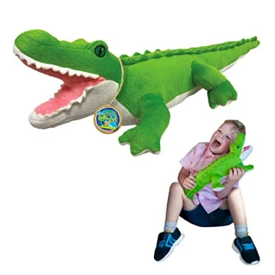 Afbeelding van EcoBuddiez Krokodil van Deluxebase groot pluche dier 55 cm gemaakt gerecyclede plastic flessen, schattig milieuvriendelijk in de vorm een klein voor kleine kinderen.