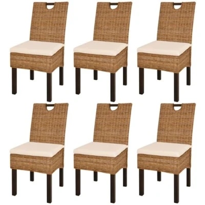 Afbeelding van vidaXL Eetkamerstoel 6 st kubu rattan mangohout