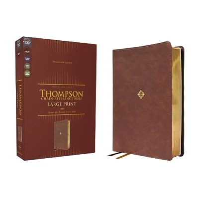 Afbeelding van NKJV, Thompson Chain Reference Bible, Large Print, Leathersoft, Brown, Red Letter, Comfort Print