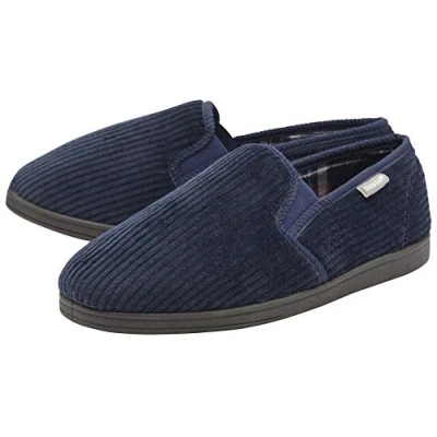 Afbeelding van Dunlop Comfortabele instappantoffels voor heren met wasbare rubberen zool, maten 40 46, Navy Blauw