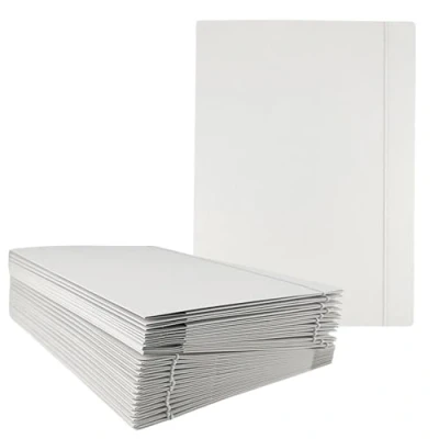 Afbeelding van D.RECT 110596 25 stuks kartonnen mappen, brievenmap, documentenmap met elastiek voor DIN A4, 3 kleppen, 300 g, wit