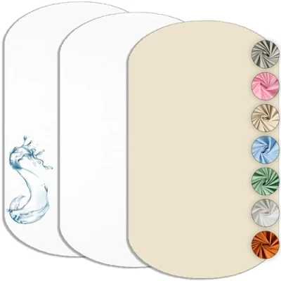 Afbeelding van Cododo Hoeslaken 60 x 80 cm (2 stuks) + 1 matrasbeschermer, waterdicht, set van 2 lakens en Oeko Tex (wit/vanille, cm)