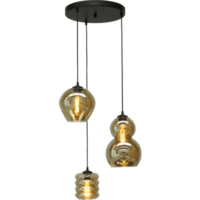 Afbeelding van Masterlight Quinto Hanglamp Ø35cm 3 lichts E27 Zwart