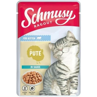 Afbeelding van 22x100g Ragout in Sauce Kalkoen Schmusy Kitten nat
