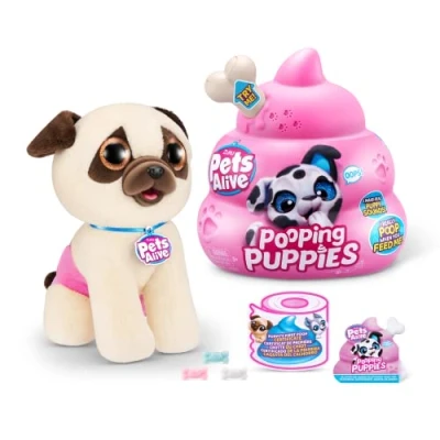 Afbeelding van Pets Alive Puppy&#039;s van ZURU, mopshond, echte hond, pluche speelgoed, voedend voor ontwikkeling,