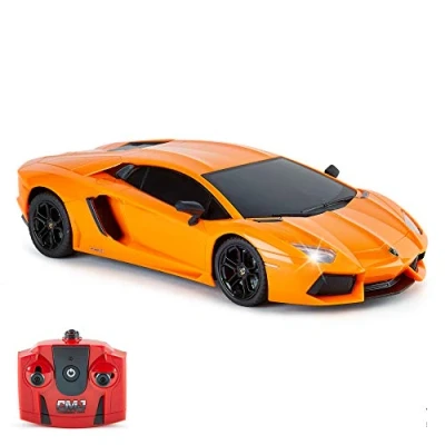 Afbeelding van CMJ RC Cars ™ Lamborghini Aventador op afstand bestuurbare auto, officieel gelicentieerd 1:18, werklamp, 2,4 GHz, oranje