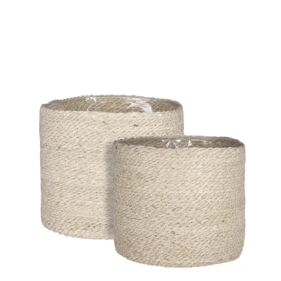 Afbeelding van Atlantic Mand voor Planten Set van 2 H26 x Ø30 cm Crème