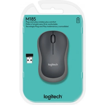 Afbeelding van Logitech Mouse M185, draadloos, grijs optisch, 1000 dpi, 3 knoppen, retail
